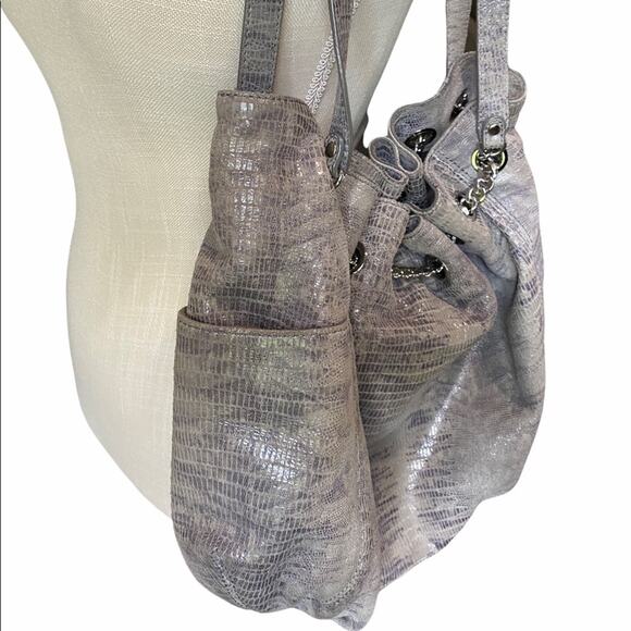 Michael Kors Sueded Leather Grey Snakeskin Purse - Picture 2 of 9